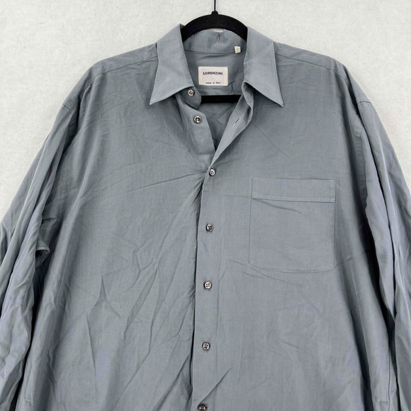Lorenzini Men's Dress Shirt Gray Collar Long-sleeves Button Down Size 42 - Picture 2 of 7